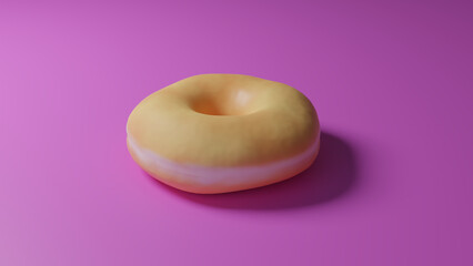 Donut classico con fondo rosa hecho en 3d