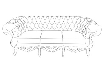 Vintage sofa vector set. Baroque and classic style sketches for luxurious home interiors. Ideal for traditional furniture enthusiasts.