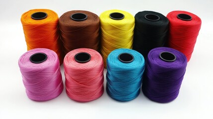Colorful polyester sewing yarns in rolls for leather crafting and creative projects