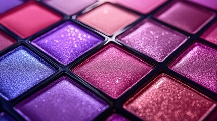 Fototapeta premium Artful Arrangement of Vibrant, Shimmering Eyeshadow Shades on a Sleek Surface