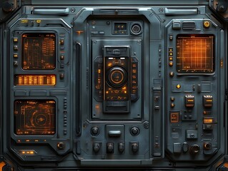 Futuristic Spaceship Control Panel Interface Design