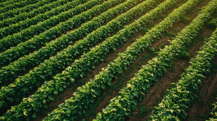 Lush green rows of crops and flowers in a mountainous agricultural field at Monjam Hill Thailand showcasing vibrant farmland and natural beauty