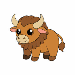 Cute Bison Clipart: Adorable Animal Illustration for Print