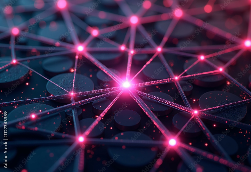 Wall mural abstract digital network illustration showing interconnected nodes and glowing lines.