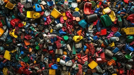 Colorful Pile of Recycled Plastic Scrap Materials at a Recycling Facility Capable of Environmental Sustainability and Resource Reuse