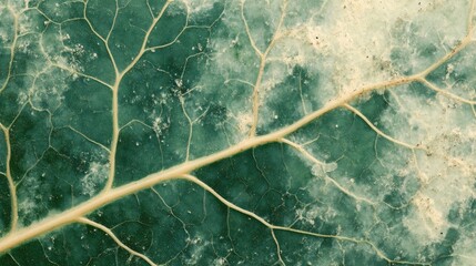 Naklejka premium Intricate Close-up of Leaf Veins and Speckles Highlighting Natureâ€™s Details Ideal for Nature and Science Illustrations