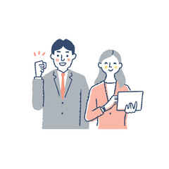 笑顔のビジネスパーソン　男女