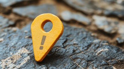 Local SEO concept depicted on a yellow location marker sticker placed on textured rock surface for digital marketing themes