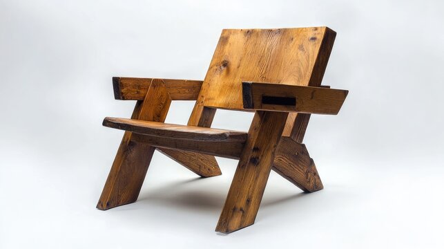 Rustic Norwegian wooden chair with unique design and natural finish ideal for home decor or modern furniture collections