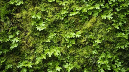 Fototapeta premium Lush green moss and fern texture creating a vibrant natural backdrop in a tranquil forest environment