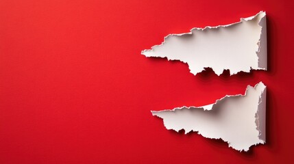 Policies update announcement on ripped paper against red backdrop with empty space for text showcasing the concept of change and information