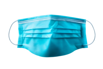 Surgical Mask with Earloops Isolated on Transparent Background - Generative AI