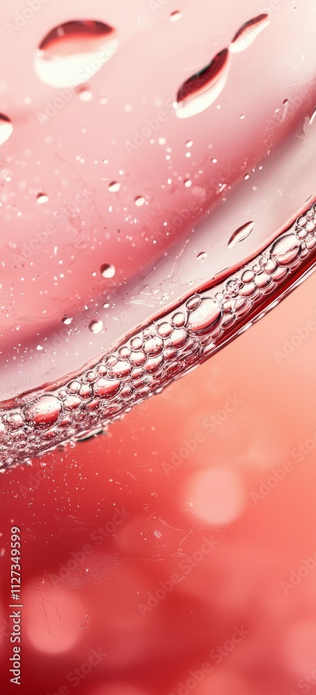 Poster mesmerizing interplay of bubbles and droplets creates a dynamic, textured backdrop in gradient pink 