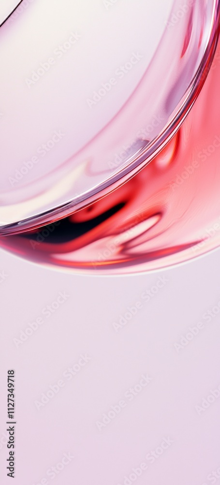 Poster smooth, curved, translucent pink and red fluid shape creating an elegant and dynamic visual against 