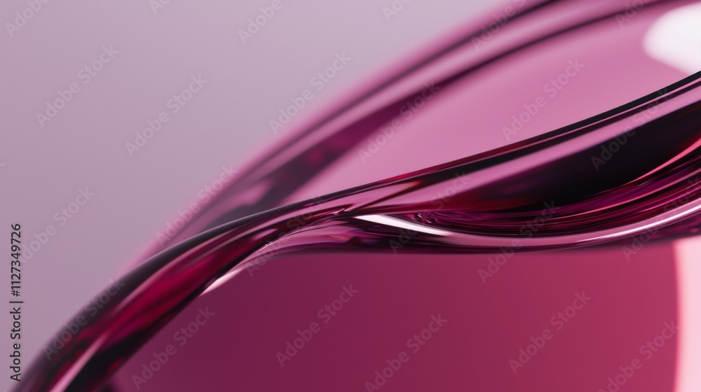 Poster pink liquid forming dynamic curves and swirling patterns, creating a visually appealing abstract com
