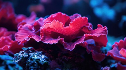 Vibrant Red Coral Lettuce Grows in Hydroponic System Showcasing Innovative Vegetable Farming Techniques