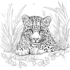 Obraz premium The Majestic Gaze of a Leopard coloring page