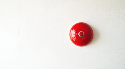 Red fire alarm sounder mounted on a plain white wall signaling safety and emergency preparedness in a modern interior environment
