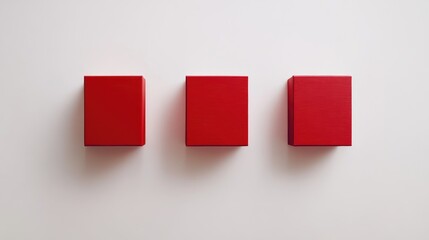 Red gift boxes arranged in a modern minimalist layout on a clean white background celebrating occasions and special events