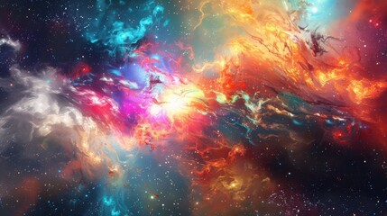 Fototapeta premium Celestial Nebula Cosmic Swirl Of Vivid Colors