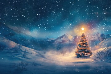 Fototapeta premium Serene Winter Scene with a Beautiful Snowy Sky