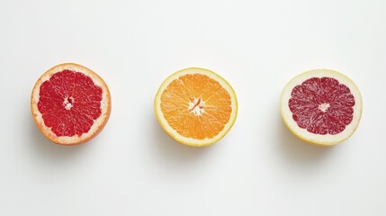 Mediterranean citrus fruit assortment on white background showcasing vibrant colors and textures of...