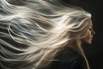 Stunning Portrait of Woman with Flowing Blonde Hair