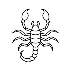Minimalist Scorpion Lineart Vector Illustration with Curved Tail and Pincers for Modern Design