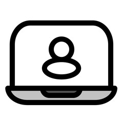 Laptop with an avatar representing distance learning symbol - modern education or office icon symbol