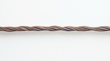 Twisted copper cable laying on a white background suitable for industrial and electrical applications stock image.