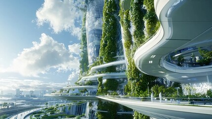 Futuristic Airport Terminal Design with Vertical Gardens and Modern Aesthetics