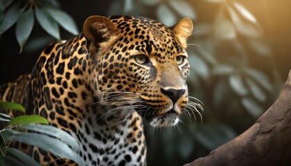 Fototapeta premium Stunning Jungle Leopard and Jaguar Wallpaper Background A Captivating Blend of Natures Most Majestic Big Cats in Their Lush Habitat, Perfect for Animal Lovers and Wildlife Enthusiasts Alike