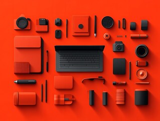 Orange and Black Modern Workplace Tech Accessories
