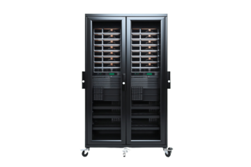 Data Center Essential: Server Rack Isolated on Transparent Background - Generative AI
