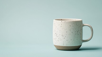 Minimalistic white ceramic coffee mug isolated on a plain background, perfect for branding or graphic design mockups.