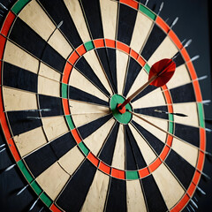 Darts arrows in the target center business concept