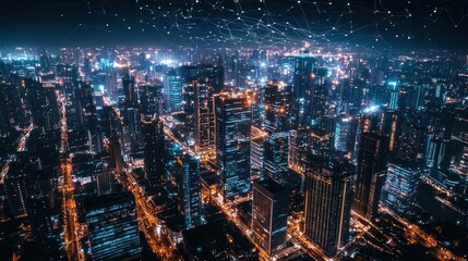 Fototapeta premium Smart City Project Under Construction with Integrated Technology