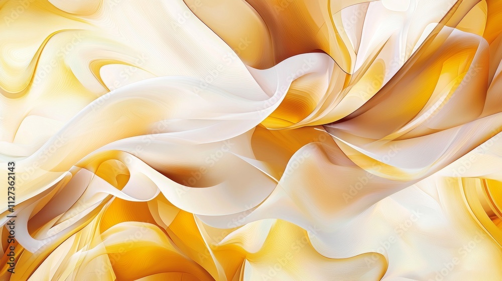 Poster yellow and white abstract shapes create a dynamic and flowing background, perfect for adding a touch