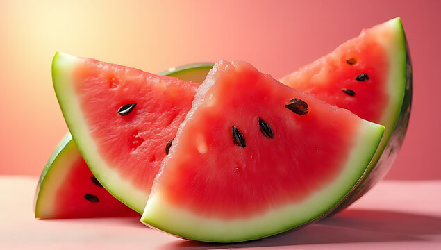 Watermelon is a refreshing fruit often associated with warm weather and vibrant colors of summer season._00001_