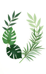 Fototapeta premium Tropical leaves and foliage plants create a beautiful abstract leaf decoration design on a simple white background._00001_