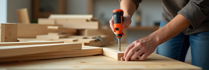 The person assembles wooden furniture and fixes or repairs the house using a screwdriver tool on a regular basis._00003_