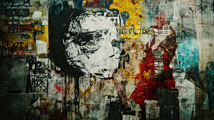 An Abstract Urban Wall Art piece showcasing vibrant and colorful graffiti designs and elements