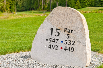 Golf hole sign.