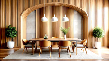 Minimalist interior design of modern living room with abstract art frame.