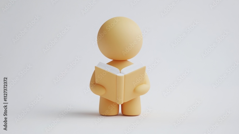 Poster a stylized figure reading a book, symbolizing knowledge and learning.