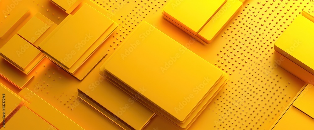 Aufkleber abstract composition of layered yellow shapes with a dotted background.