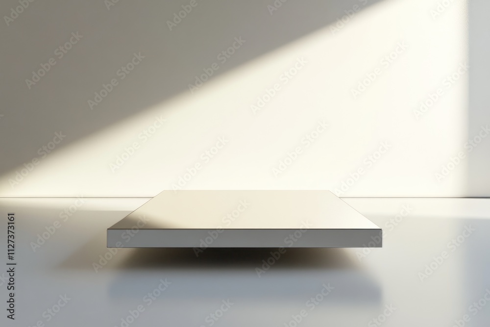 Aufkleber a minimalist floating platform illuminated by natural light.