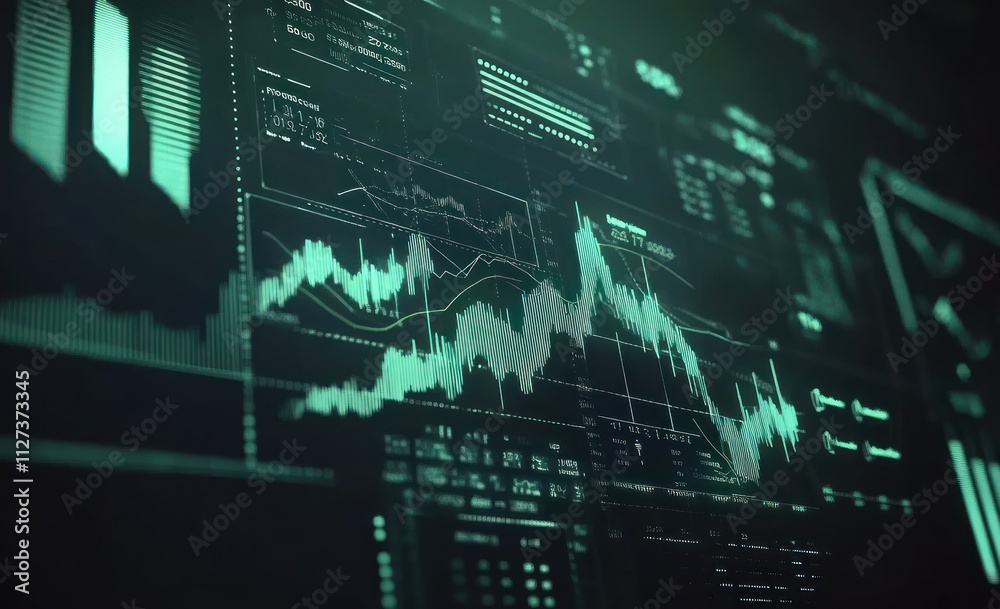Aufkleber Abstract data visualization with graphs and metrics for analysis and monitoring.