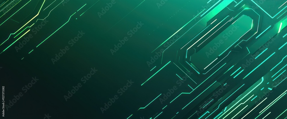 Aufkleber Abstract digital background with green and blue lines and shapes.