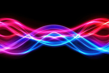 Obraz premium Vibrant digital abstract background with flowing pink and blue light waves, creating dynamic and energetic visual effect. Perfect for modern designs and artistic projects